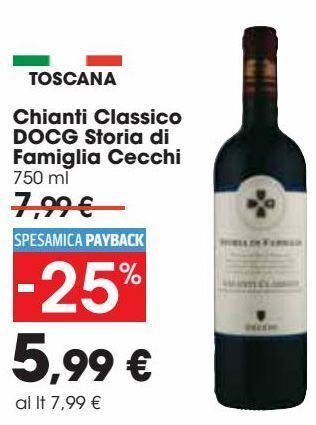 Carrefour Iper Chianti classico docg storia di famiglia cecchi offerta