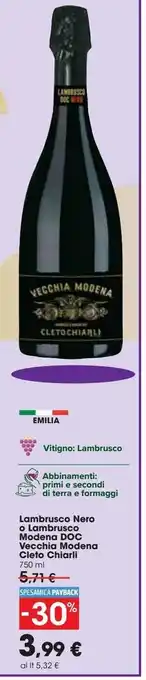 Lambrusco nero o lambrusco modena doc vecchia modena cleto chiarli