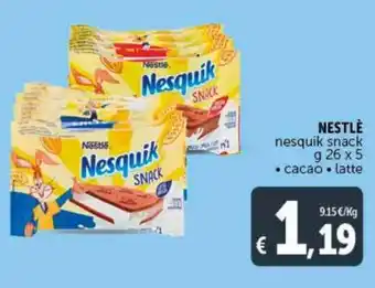 Deco Maxistore Nestlè Nesquik Snack g 26 x 5 offerta