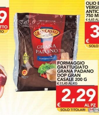TuoDi Formaggio grattugiato grana padano dop gran casale 200 g offerta