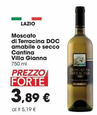 Moscato di terracina doc amabile o secco cantina villa gianna