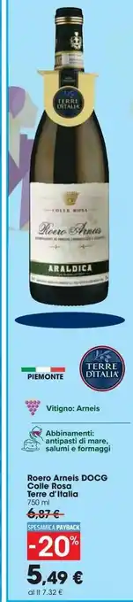 Carrefour Iper Roero arneis docg colle rosa terre d'italia offerta