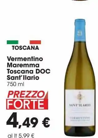 Carrefour Iper Vermentino maremma toscana doc sant'ilario offerta