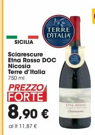 Carrefour Iper Sciarescure etna rosso doc nicosia terre d'italia offerta