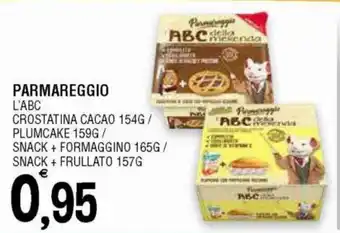 Al Discount Parmareggio L'ABC Crostatina cacao 154 g/Plumcake 159 g/Snack + Formaggino 165 g/Snack + Frullato 157 g offerta