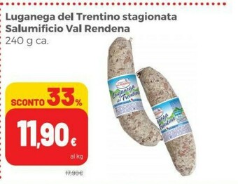 Coop Salumificio val rendena Luganega Del Trentino Stagionata offerta
