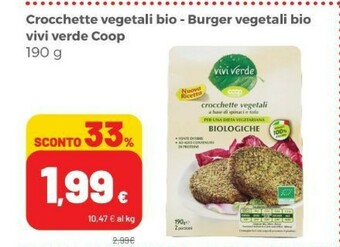 Coop Coop - Crocchette Vegetali A Base Di Spinaci E Tufu Biologiche Vivi Verde 190 G(ml) offerta