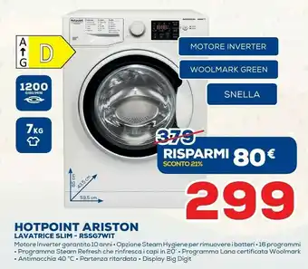 Euronics Hotpoint Ariston Lavatrice Slim - RSSG7WIT offerta