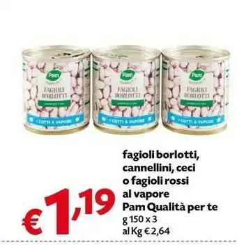 Pam Pam - Fagioli Borlotti 450 G(ml) offerta