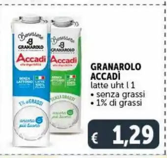 Deco Maxistore Granarolo Accadì latte uht 1 L senza grassi 1% di grassi offerta