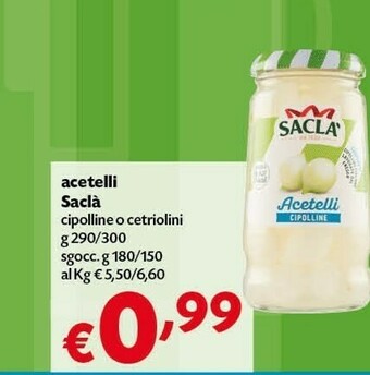 Pam Saclà Cipolline Acetelli 300 G(ml) offerta