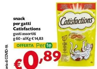 Pam Catisfactions Snack Per Gatti Pollo offerta