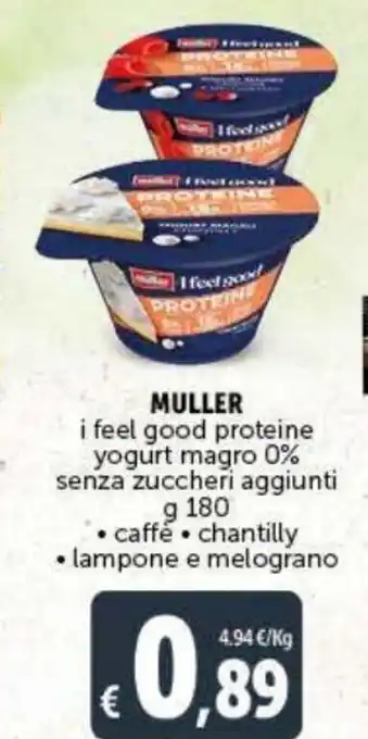 Deco Maxistore Muller i feel good proteine yogurt magro 0 % senza zuccheri aggiunti 180g offerta