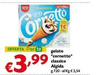Pam Algida Cornetto Classico Con Latte Fresco Italiano Di Alta Qualità 60 G 720 G(ml) offerta
