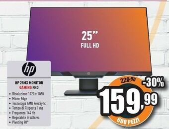 Unieuro HP 25mx 62,2 Cm (24.5") 1920 X 1080 Pixel Full HD LED Nero offerta