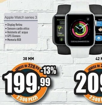 Unieuro Apple Watch Series 3 OLED 38 Mm Oro GPS (satellitare) offerta