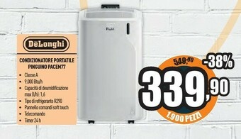 Unieuro Peia Delonghi Condizionatore Portatile Pinguino Pacem77 offerta