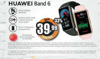 Unieuro Huawei Band 6 AMOLED Braccialetto Per Rilevamento Di Attività 3,73 Cm (1.47") Nero offerta