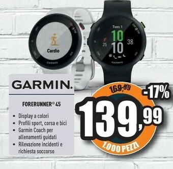 Garmin Forerunner 45 2,64 Cm (1.04") 42 Mm Nero GPS (satellitare)
