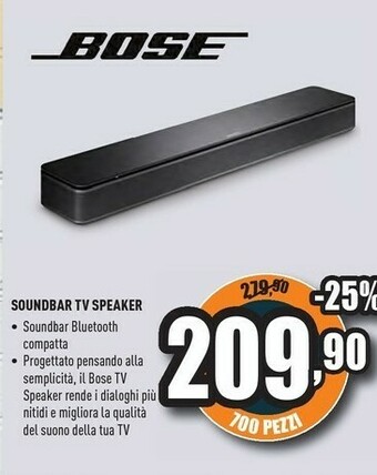 Unieuro Bose Soundbar TV Speaker offerta
