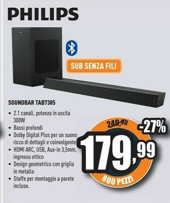 Unieuro Philips Soundbar TAB7305 offerta