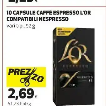 Coop Nespresso L'or 10 Capsule Caffe Espresso Compatibli offerta