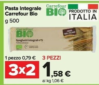 Carrefour Market Carrefour Pasta Integrale Bio offerta