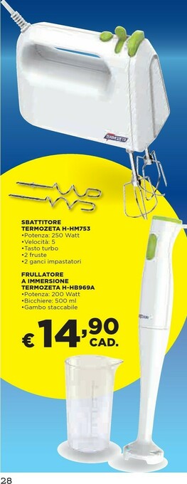Coop Termozeta Sbattitore H-hm753 / Frullatore A Immersione H-hb969a offerta