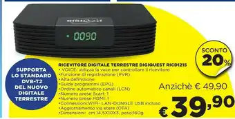Coop Digiquest RICD1215 Set-top Box TV Ethernet (RJ-45), Terrestre Full HD Nero offerta