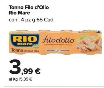Carrefour Market Rio Mare Tonno All'Olio Di Oliva Filodolio offerta