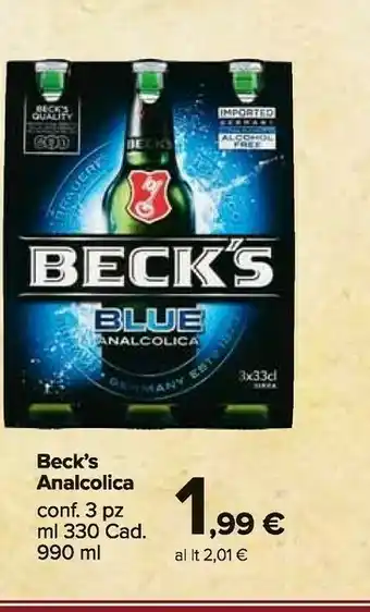 Carrefour Market Beck's Blue Analcolica offerta