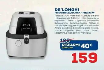 Euronics DeLonghi IdealFry FH2133.W Friggitrice Singolo Stand-alone (placement) 1400 W offerta