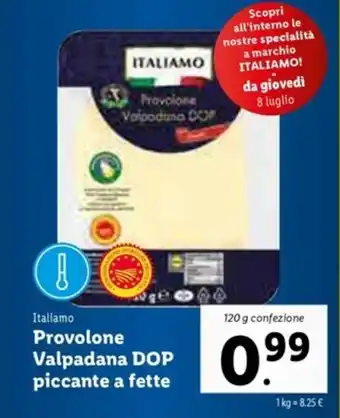 Lidl Italiano Provolone Valpadana DOP Piccante a fette offerta