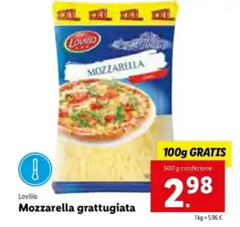 Lidl Lovillio Mozzarella grattugiata 500g offerta