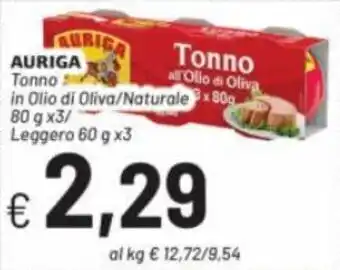 Quick Sisa Auriga Tonno in Olio di Oliva/Naturale 80 g x3/Leggero 60 g x3 offerta