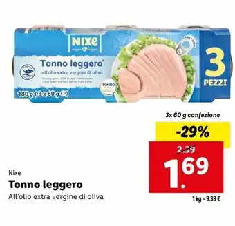 Lidl Tonno leggero nixe 3x60g offerta