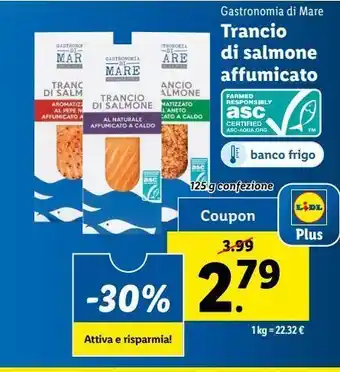Lidl Trancio di salmone affumcato 125g offerta