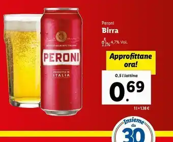 Lidl Birra peroni 0,5l offerta