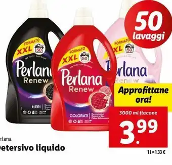 Lidl Detersivo liquido perlana 3000ml offerta