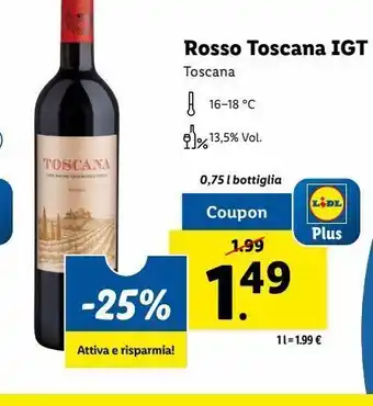 Lidl Rosso toscana igt offerta
