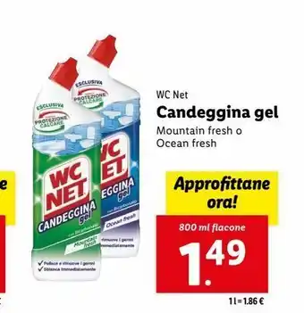 Lidl Candeggina gel wc net 800ml offerta
