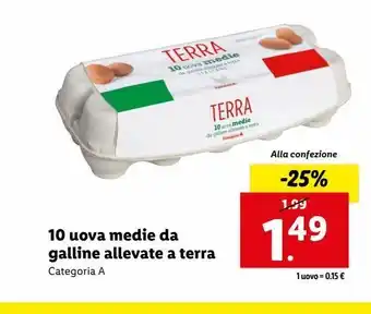 Lidl 10 uova medie da galline allevate a terra offerta