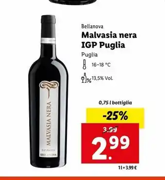 Lidl Malvasia nera igp puglia 0,75l offerta