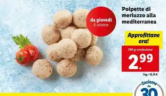 Lidl Polpette di merluzzo alla mediterranea offerta