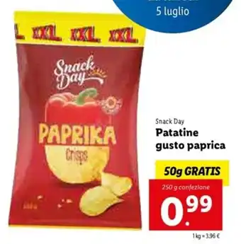 Lidl Snack Day Patatine gusto paprica 50g offerta