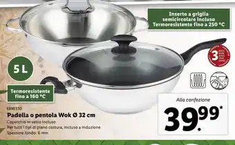 Lidl Padella o pentola wok 32cm offerta