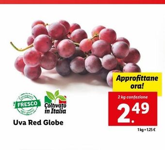 Lidl Uva red globe offerta