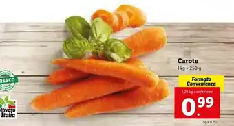 Lidl Carote 1kg + 250g offerta