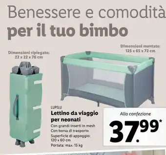 Lidl Lettino da viaggio per neonati offerta