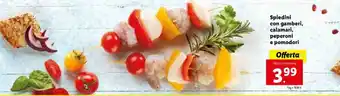 Lidl Spiedini con gamberi, calamari, peperoni e pomodori 200g offerta